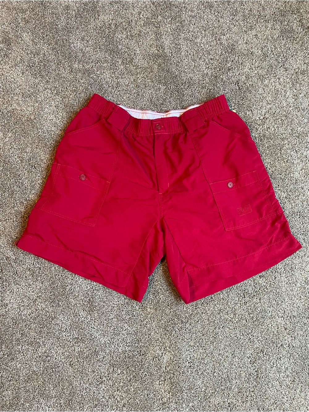 AFTCO Red Fishing Shorts with Elastic Waist Size 36